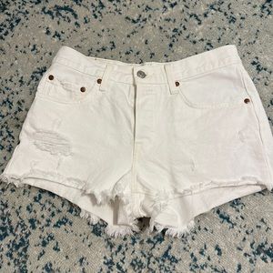 Levi’s 501 white denim shorts